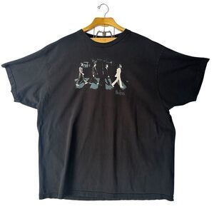 Vintage Y2K 2005 The Beatles Abbey Road Band Graphic T-Shirt Black Adult Sz 3XL